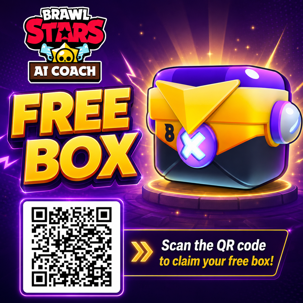 Box בחינם — סרקו QR או לחצו לקבלת המתנה מ-Brawl Stars AI Coach