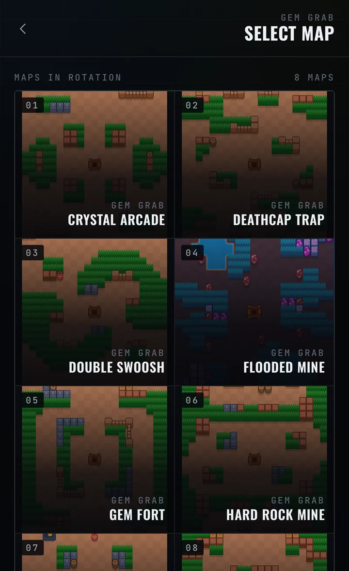 Every map in the current rotation for the chosen mode