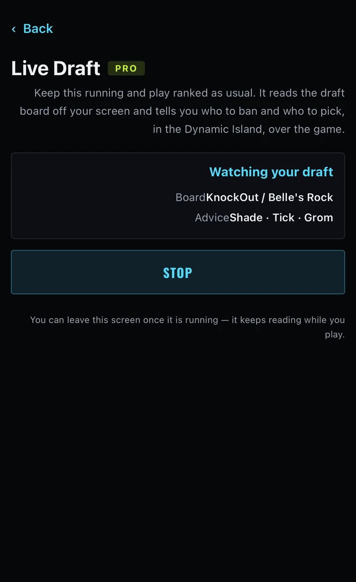The Live Draft board part-way through a draft